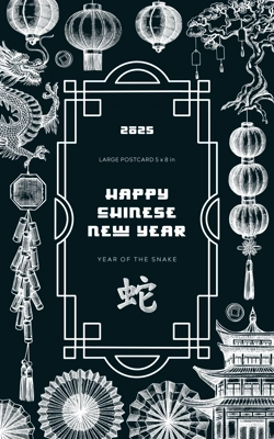 Chinese New Year postcard in Toile style. China sketches 0n chalkboard. Hand-drawn vector illustrations set. NOT AT generated